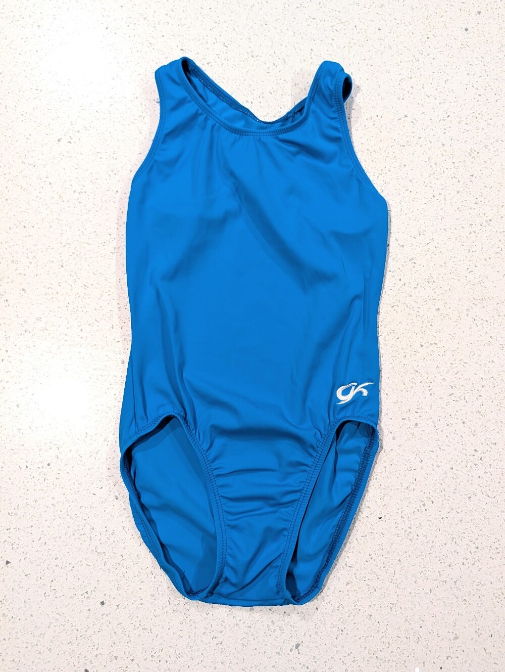 GK Elite Gymnastics Dance Leotard Child Medium CM Teal Blue RAZORBACK Ultra SOFT